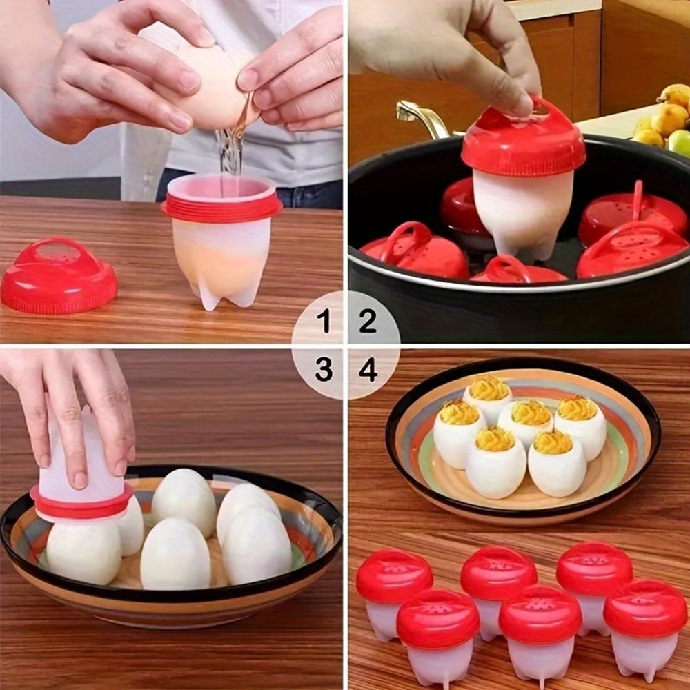 NonStick Silicone Egg Poachers HeatResistant Cooking Cups For Easy ShellFree Breakfast Prep 5