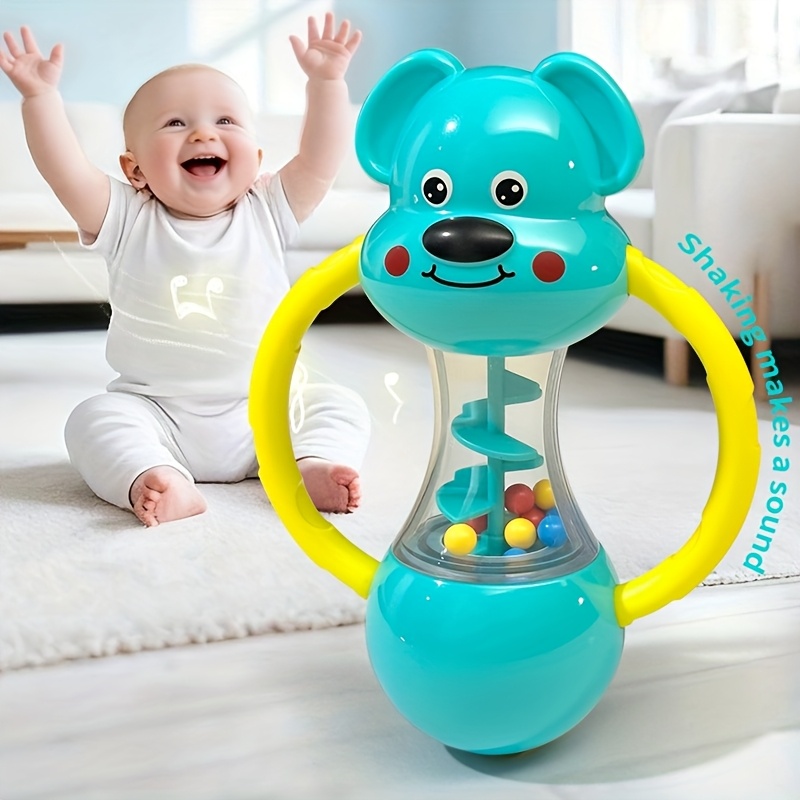 Cute Blue Puppy Design Hand-Cranked Bell Shaking Toy, Durable ABS Material, Ideal Christmas & Halloween Gift
