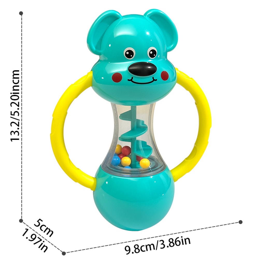 Cute Blue Puppy Design Hand-Cranked Bell Shaking Toy, Durable ABS Material, Ideal Christmas & Halloween Gift