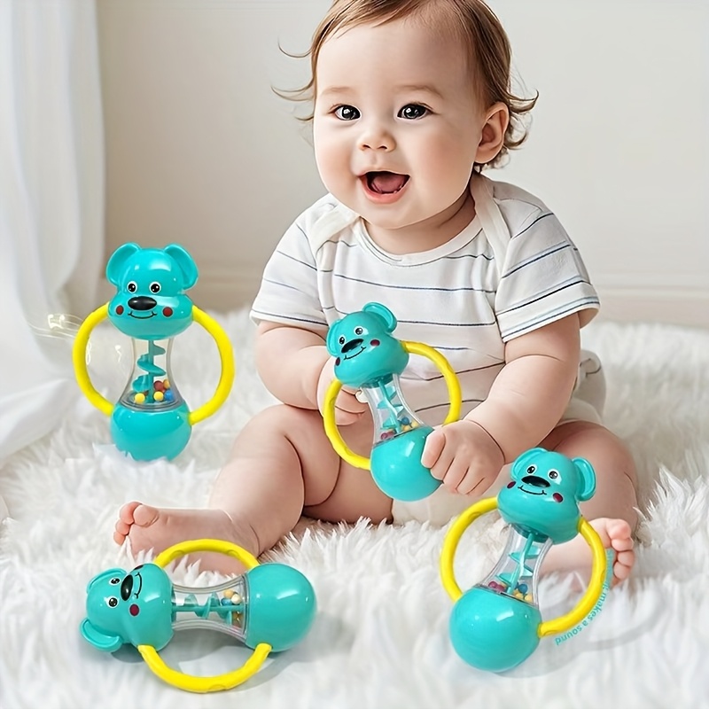 Cute Blue Puppy Design Hand-Cranked Bell Shaking Toy, Durable ABS Material, Ideal Christmas & Halloween Gift
