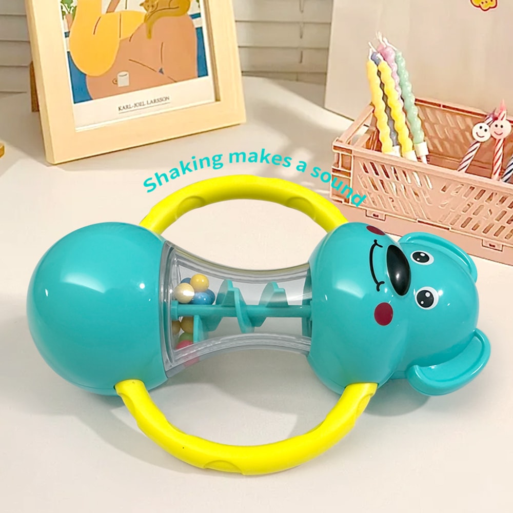 Cute Blue Puppy Design Hand-Cranked Bell Shaking Toy, Durable ABS Material, Ideal Christmas & Halloween Gift