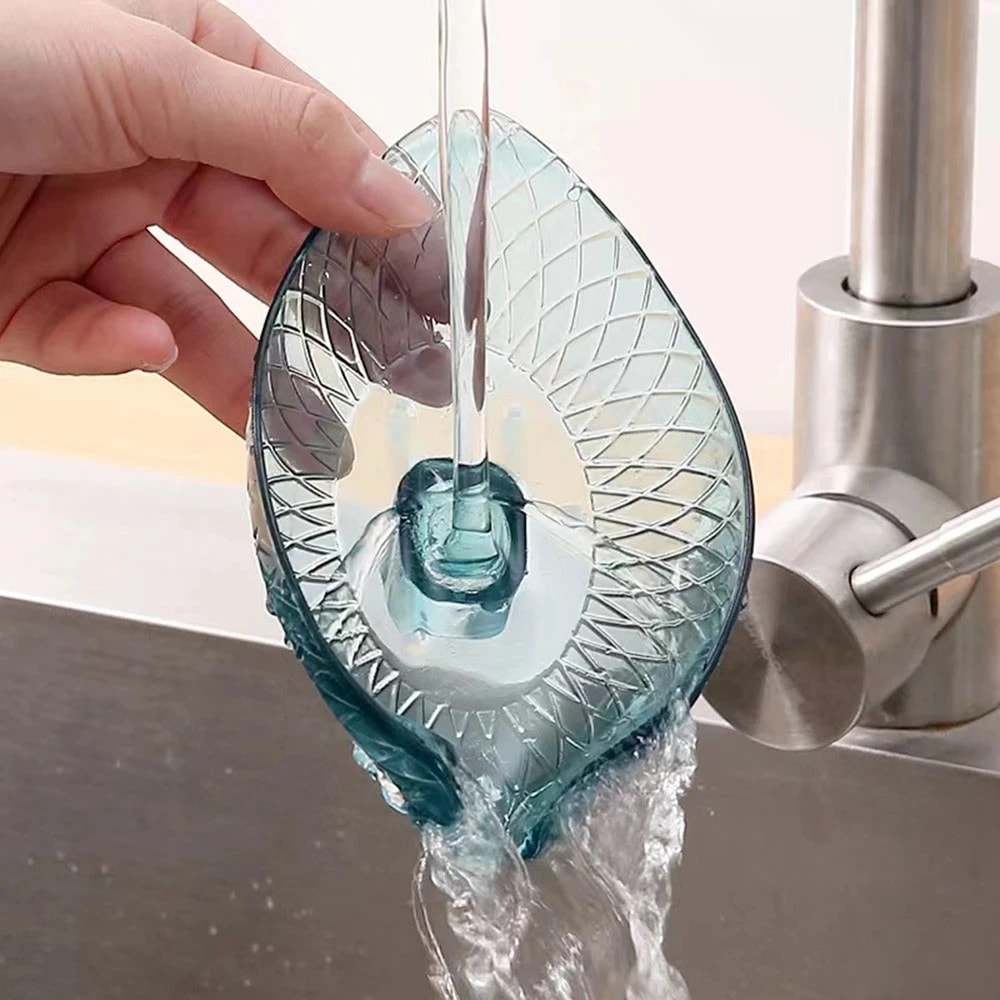 Decorative Plastic Self Draining Bathroom Soap Tray Leaf Design Drain Soap Box With Suction Cup 2
