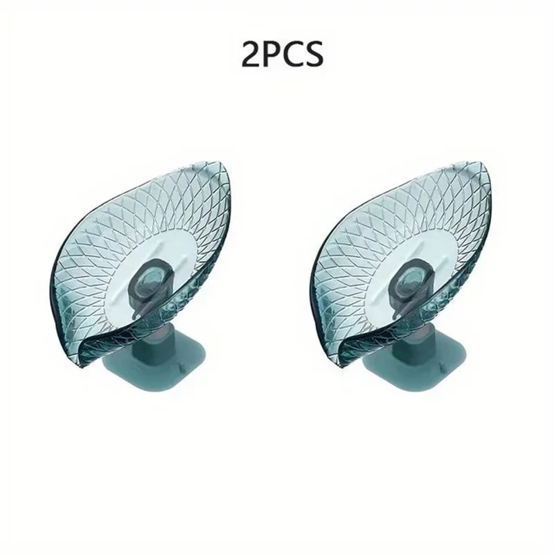 Decorative Plastic Self Draining Bathroom Soap Tray Leaf Design Drain Soap Box With Suction Cup 6