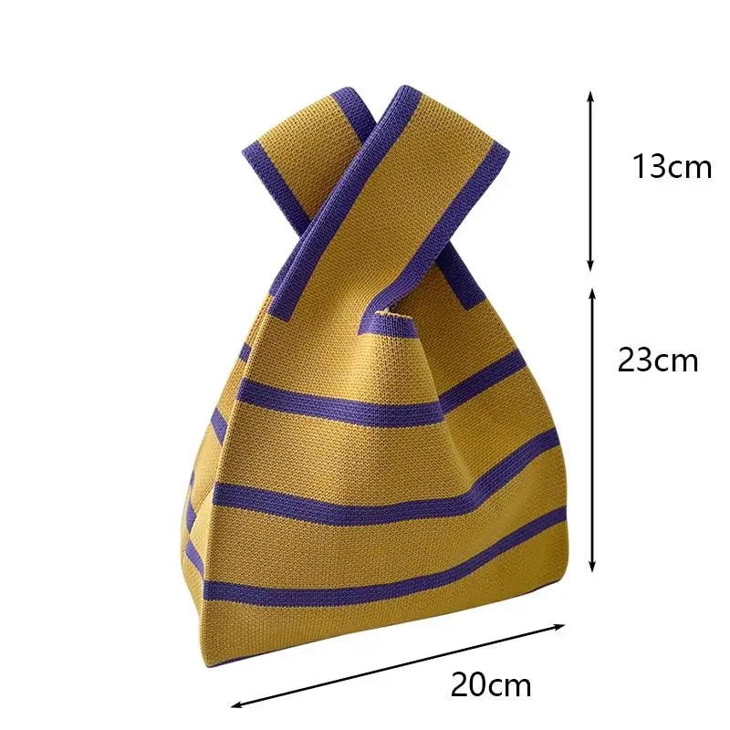 Eco-Friendly Shopper Bag, Women's Handbag Casual Tote Bag with Wide Stripe Design