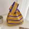 Eco-Friendly Shopper Bag, Women's Handbag Casual Tote Bag with Wide Stripe Design