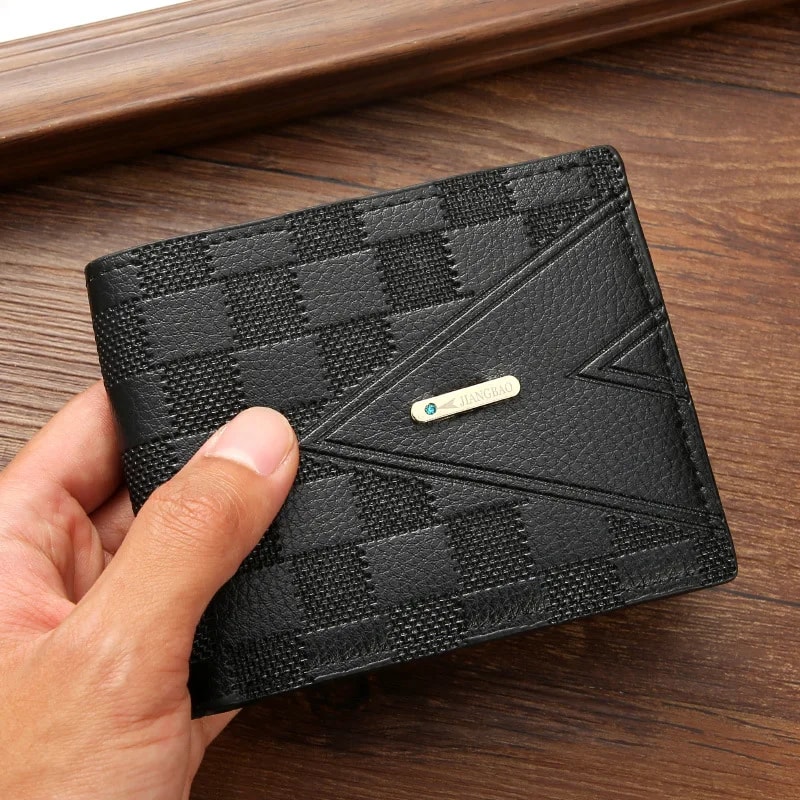 Mens Casual Wallet Short PU Leather Wallet Youth Fashion Business Card Holder ID Credit Billfold Mi 0