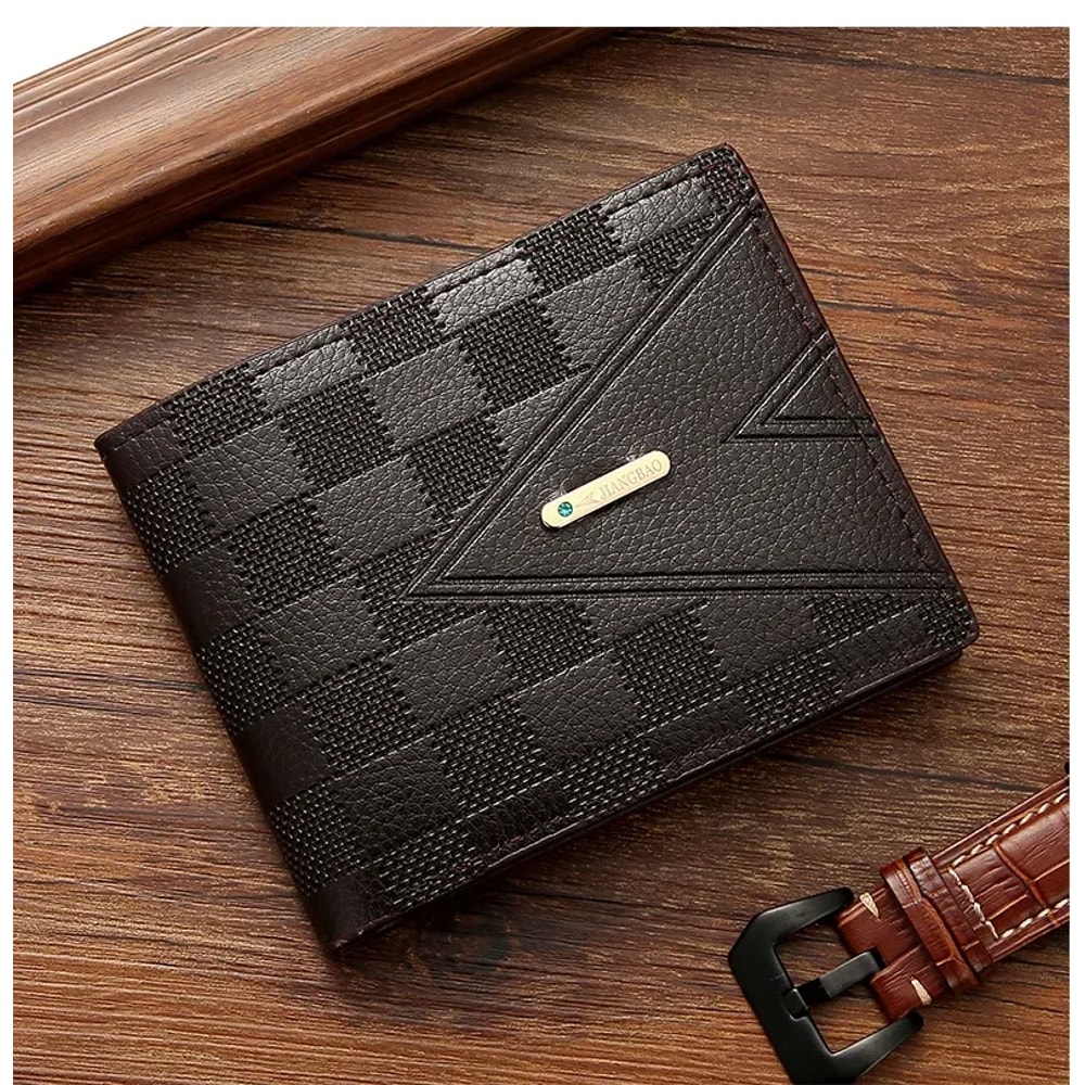 Mens Casual Wallet Short PU Leather Wallet Youth Fashion Business Card Holder ID Credit Billfold Mi 2