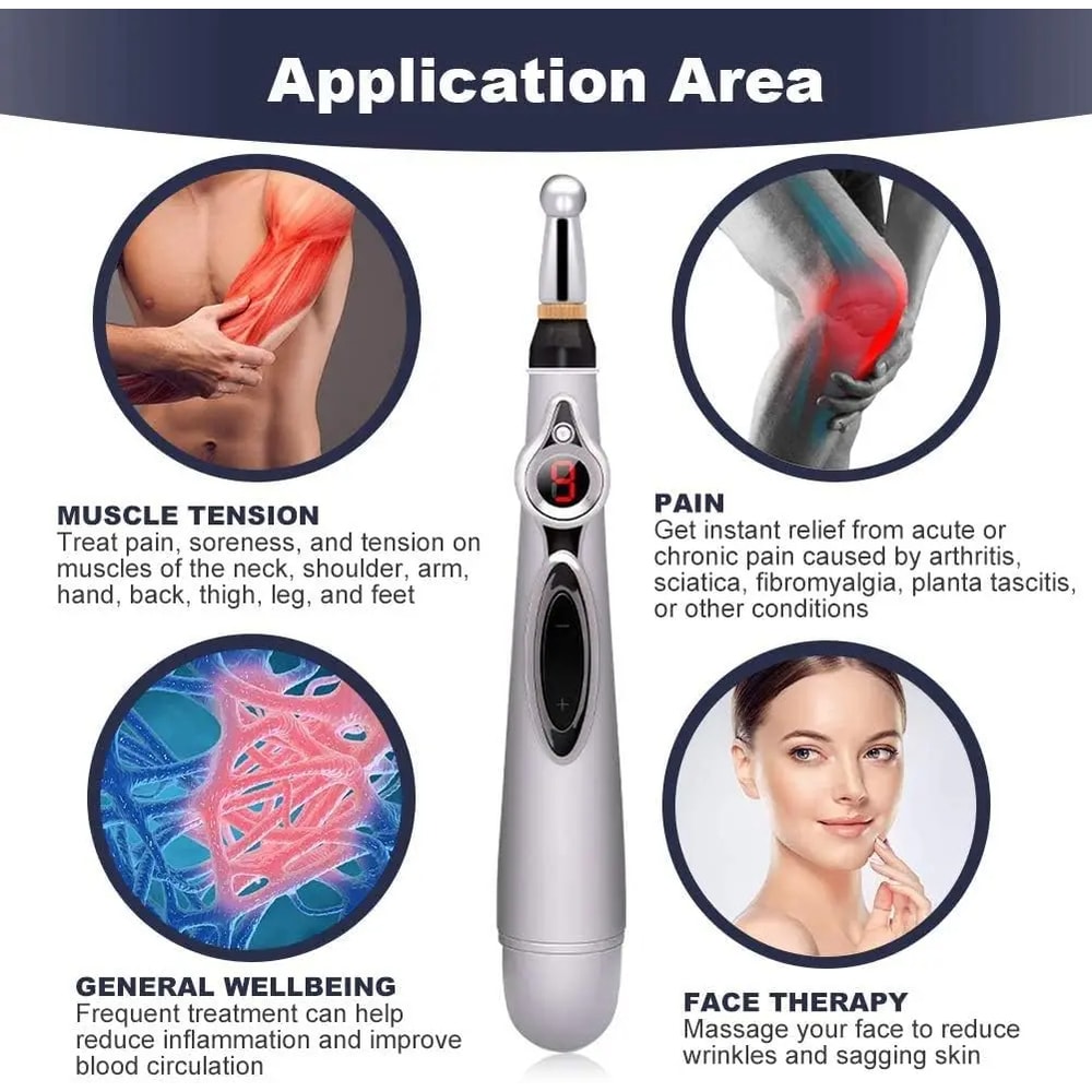 Multi-Function Meridian Press Energy Therapy Power Pen, Electronic Acupuncture Point Massage Pen for Pain Relief