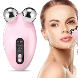 v-face roller massager, anti-wrinkle ems facial massager, microcurrent beauty device