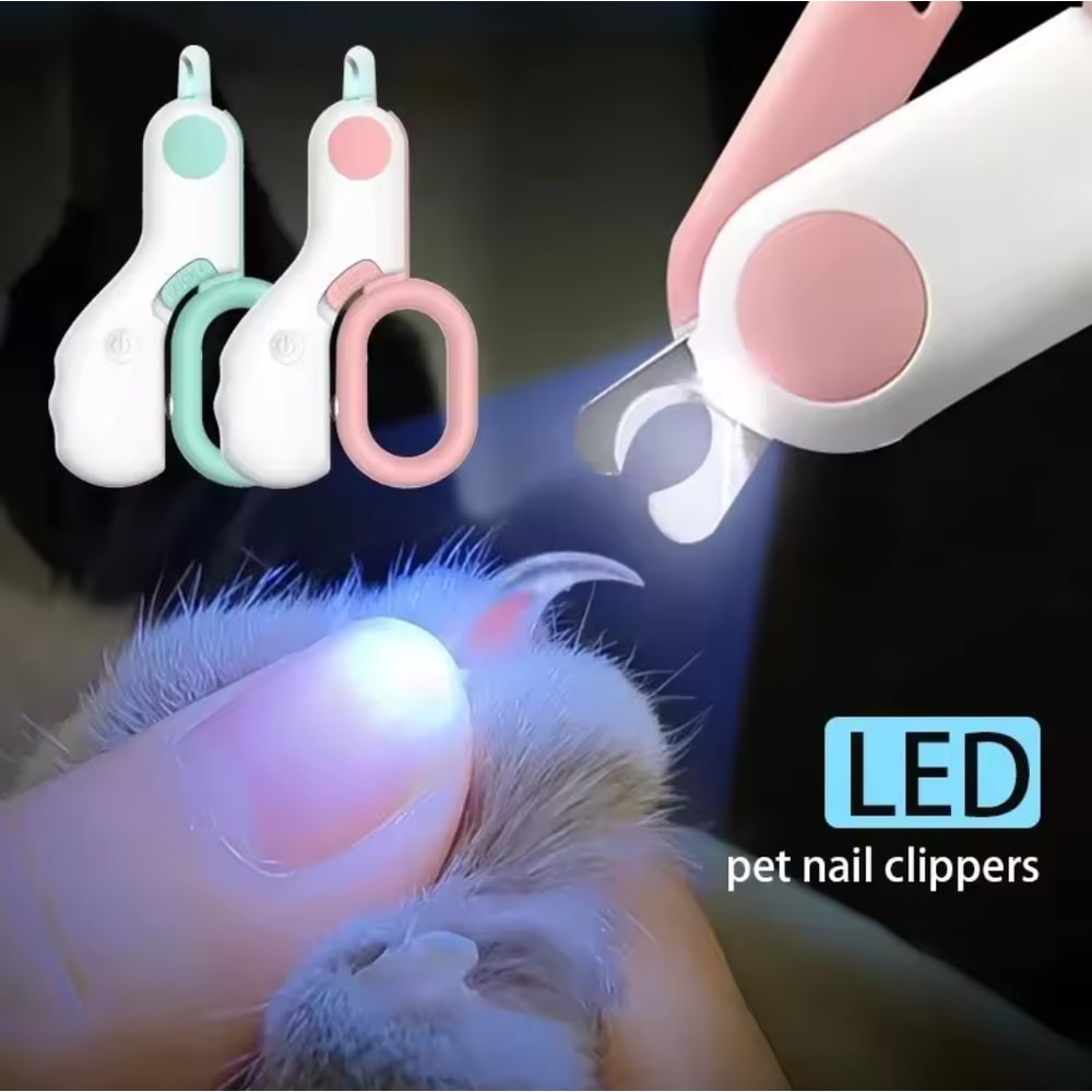 Professional Pet Claw Trimmer with Safety Lock, LED Light Cat Dog Nail Clipper Cutter, Puppy Kitten Grooming Tool Kit