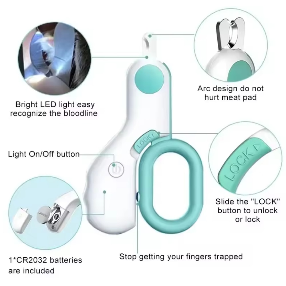 Professional Pet Claw Trimmer with Safety Lock, LED Light Cat Dog Nail Clipper Cutter, Puppy Kitten Grooming Tool Kit