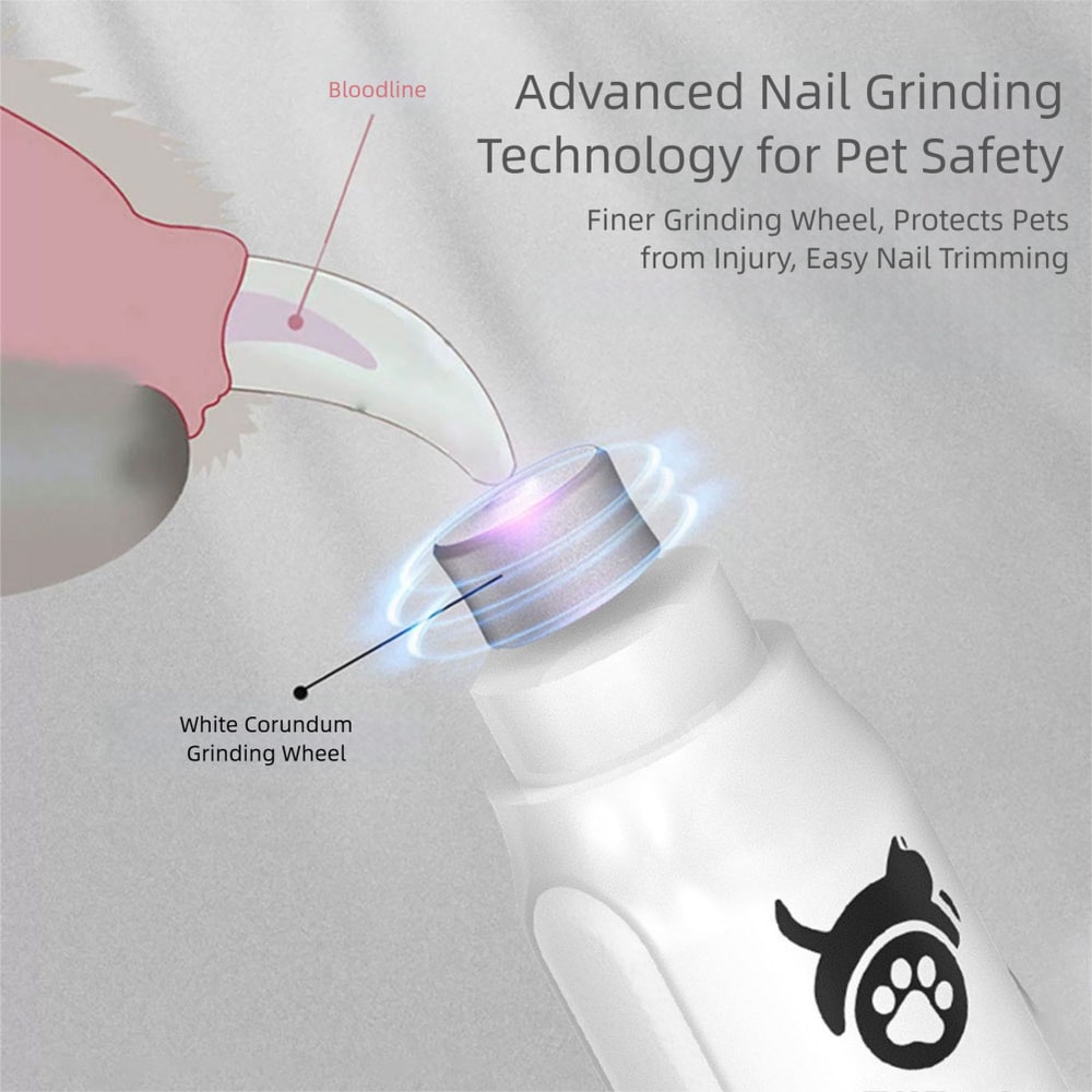 Pet Nail Grinder, Electric Nail Trimmer for Cats and Dogs, 3 Speed Rechargeable Nail Clippers