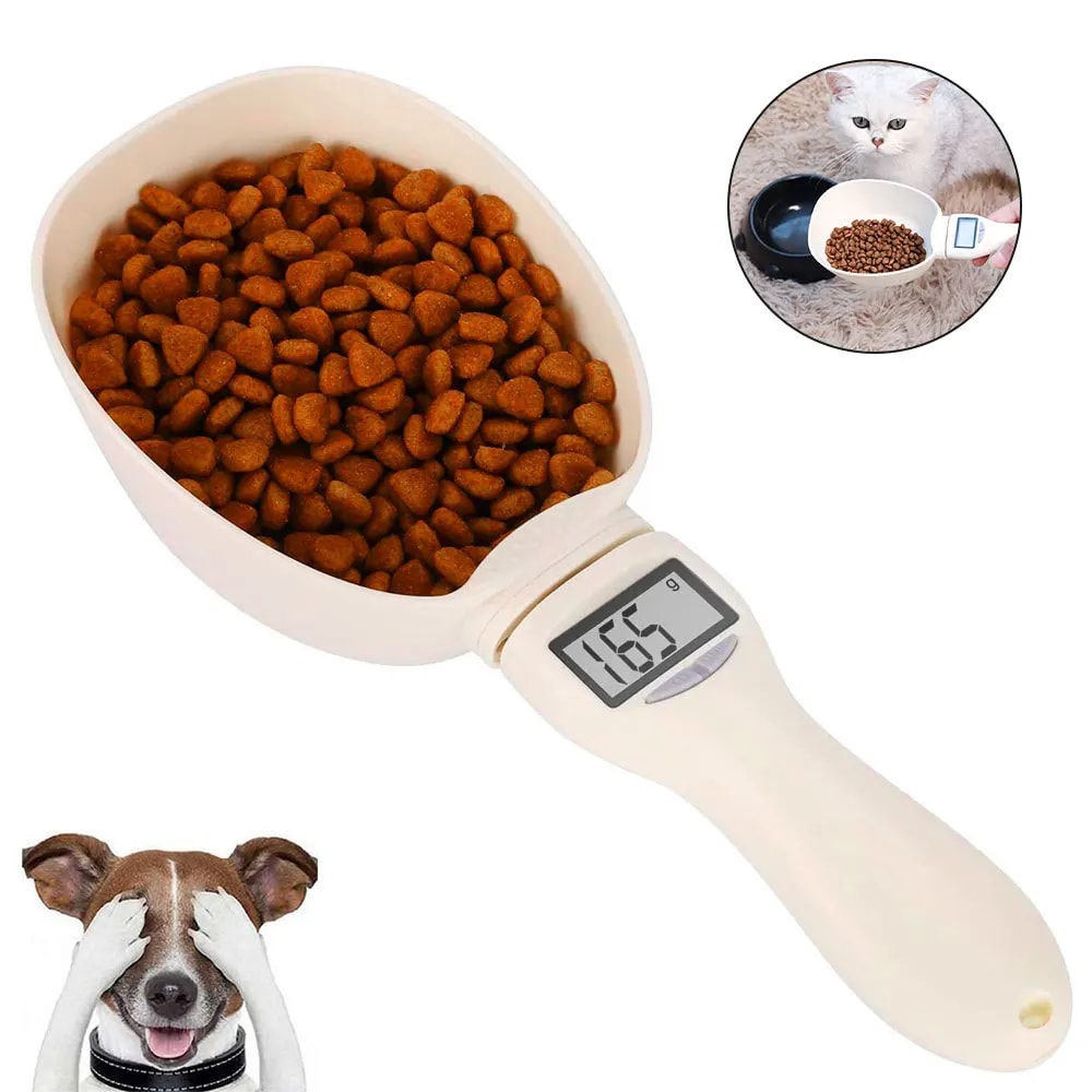 Pet Food Measuring Scoop, Electronic Dog Cat Food Measuring Cup, Digital Spoon Scale with LED Display