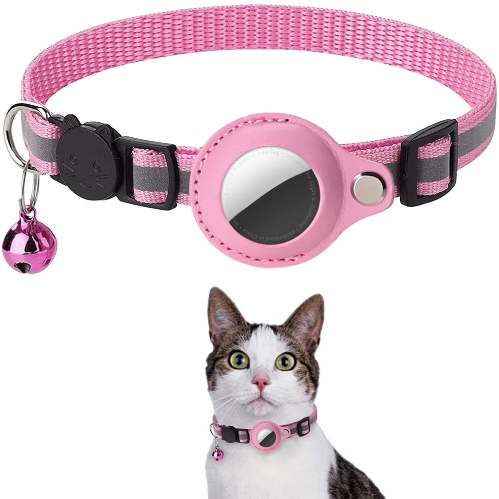 Adjustable Cat AirTag Holder Collar Reflective Strips Breakaway Waterproof Pet Air Tag Case Kitten 8