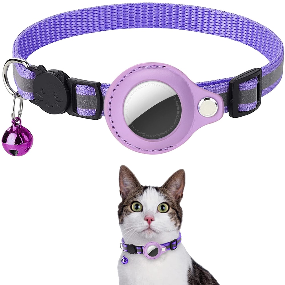 Adjustable Cat AirTag Holder Collar Reflective Strips Breakaway Waterproof Pet Air Tag Case Kitten 10