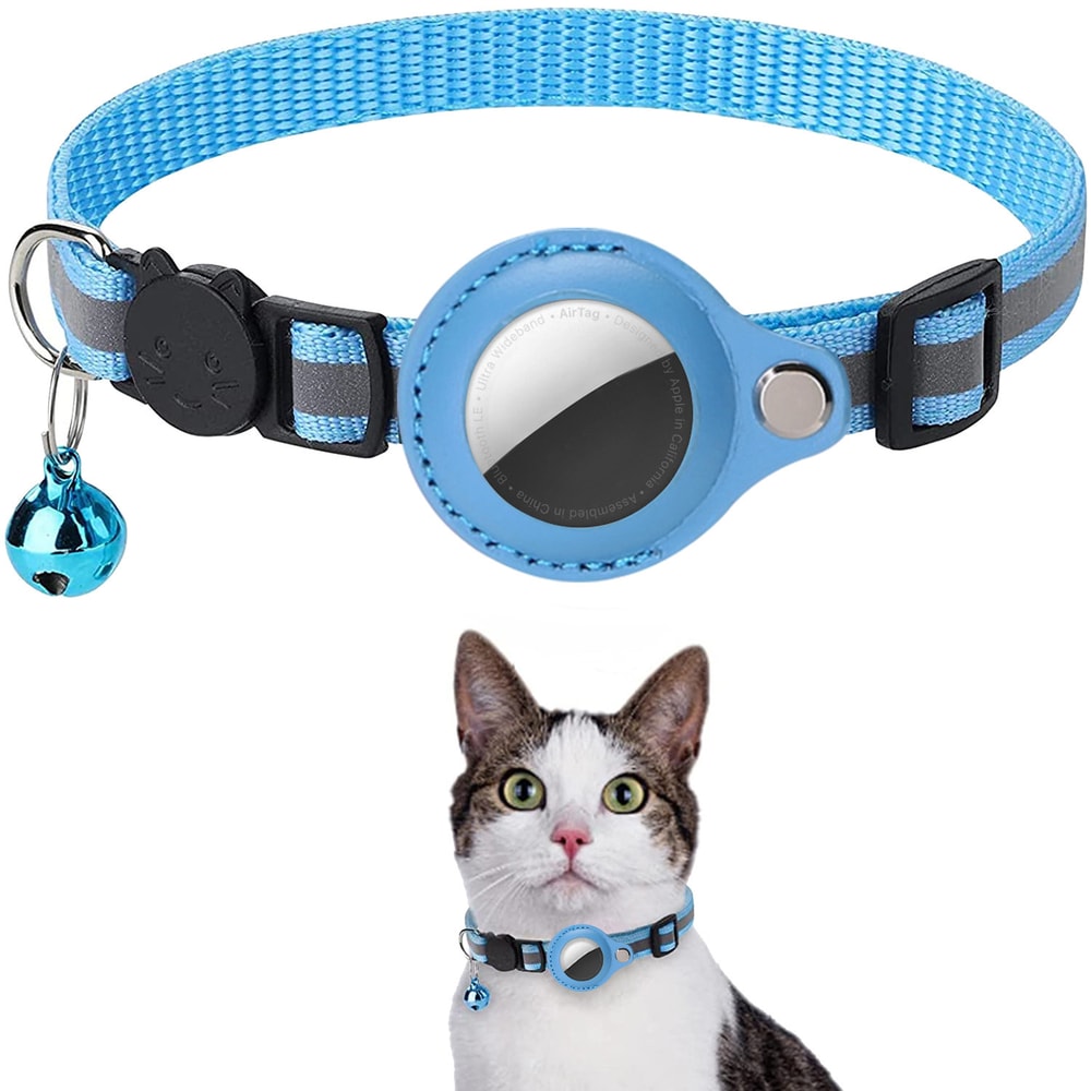 Adjustable Cat AirTag Holder Collar Reflective Strips Breakaway Waterproof Pet Air Tag Case Kitten 12