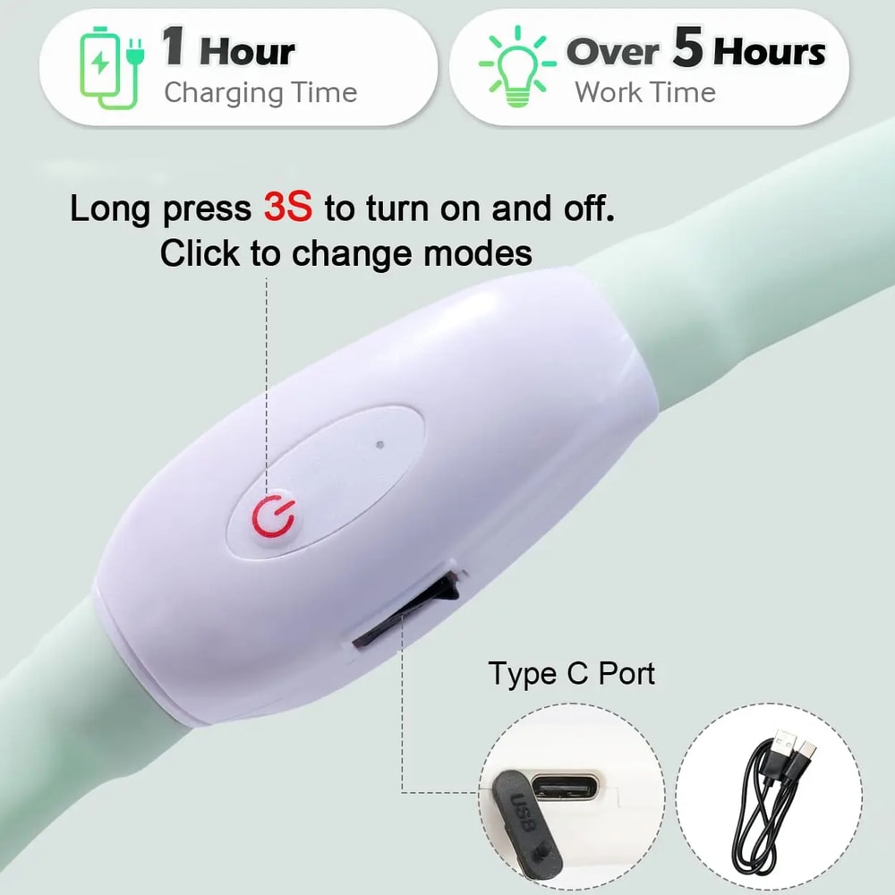 LED Glowing Dog Collar with USB Rechargeable Glowing Collar, 9 Flashing Modes, Adjustable Soft Silicone Collar for Large