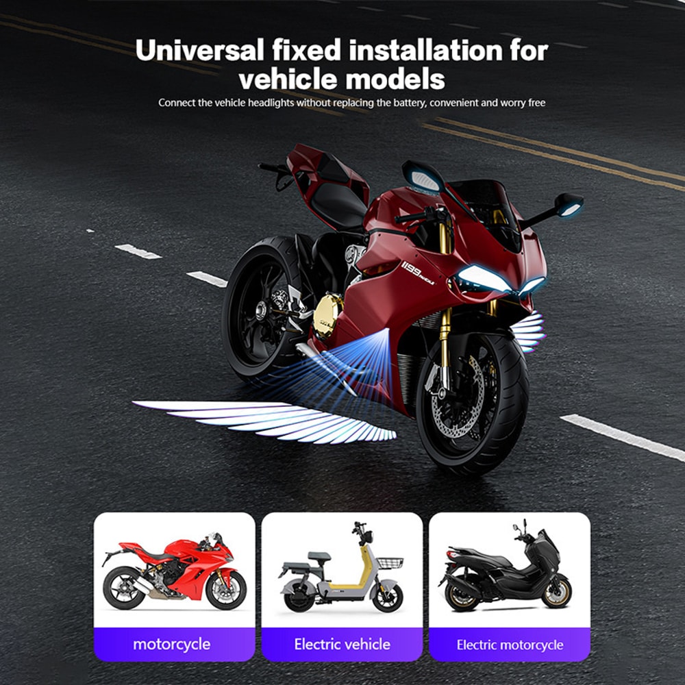Motorcycle Angel Wings LED Projection Light Electric Car Street Modification AntiCollision Laser Li 2