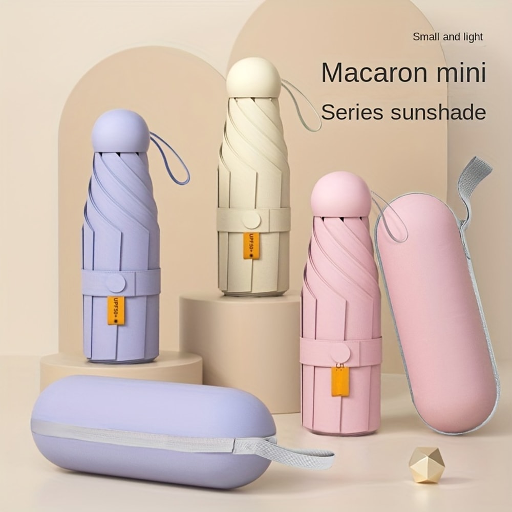 Portable Mini Travel Umbrella, 6-rib Ultra-light Capsule, Compact Manual Sun and Rain Cover