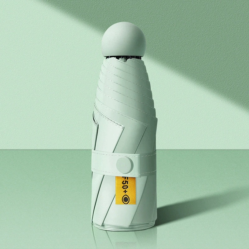 Portable Mini Travel Umbrella, 6-rib Ultra-light Capsule, Compact Manual Sun and Rain Cover