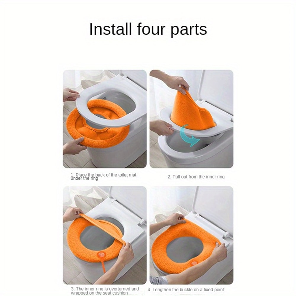 Winter Warm Toilet Seat Cushion, Thick Soft Washable Mat for Bidet Toilet Seat Bathroom