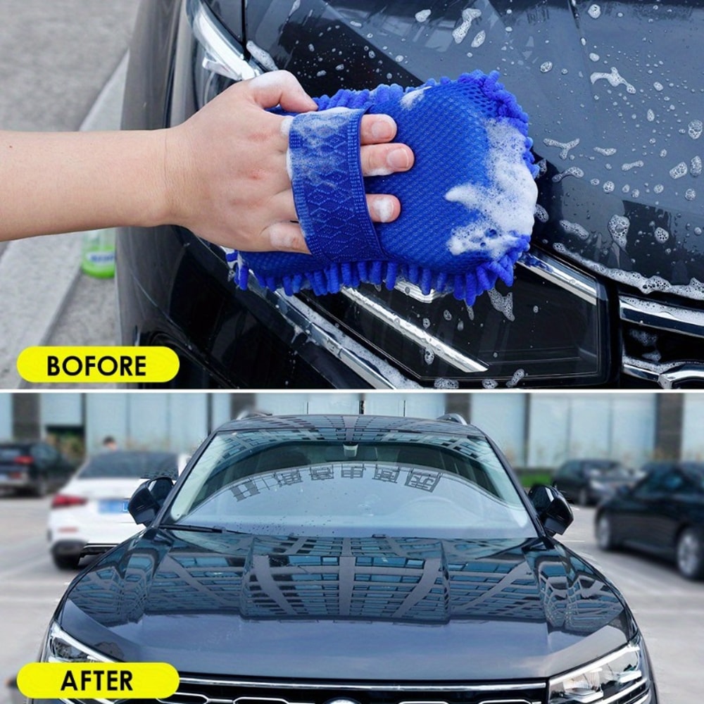 ScratchFree Chenille Sponge Microfiber Drying Towel Set UltraAbsorbent Car Wash Mitt For Car Deta 1