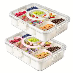 snack platter with lid, stackable fruit and vegetable snack box with handle, 8 detachable small boxes