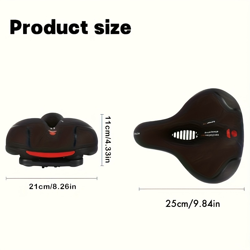 Comfortable ShockAbsorbing Big Butt Bike Saddle Hollow Breathable Design With Safety Warning For MT 2