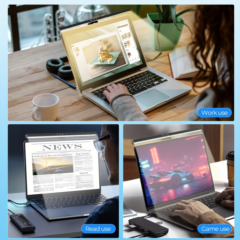 USB Dimmable LED Clip Light, Eye-Caring Screen Hanging Desk Lamp, Ideal Birthday/Valentine's Gift