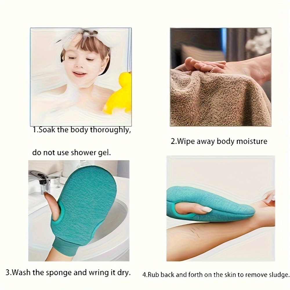 Double-Sided Massage Scrub Exfoliating Bath Gloves, Soft Brush Texture for Home Spa Bathing