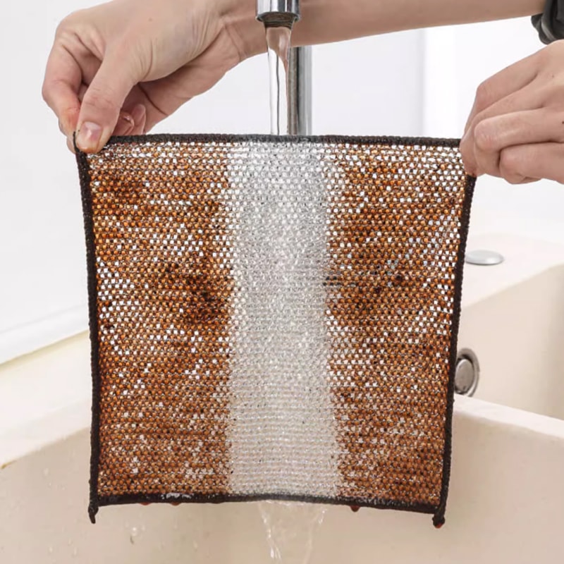 Silver Wire Cleaning Kitchen Cloth With Builtin Sponge Ball Rag Thickened Microfiber Wash Towel 3