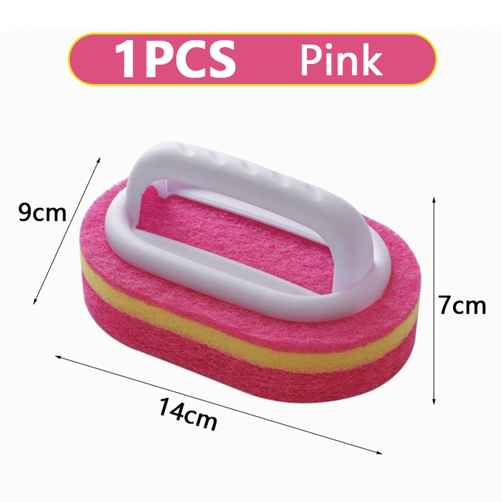 Sponge Cleaning And Brush Tool, Toilet Ceramic Cleaning Brush With Handle