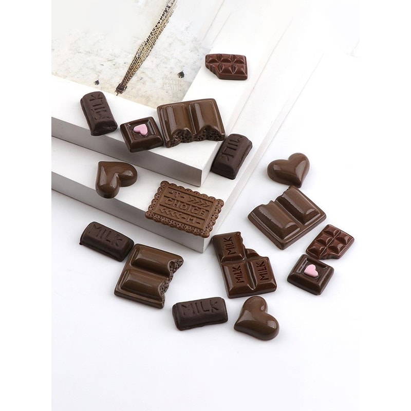 Flatback Resin Chocolate Cake Cabochon, Miniature DIY Food Ornament for Jewelry, Phone Cases