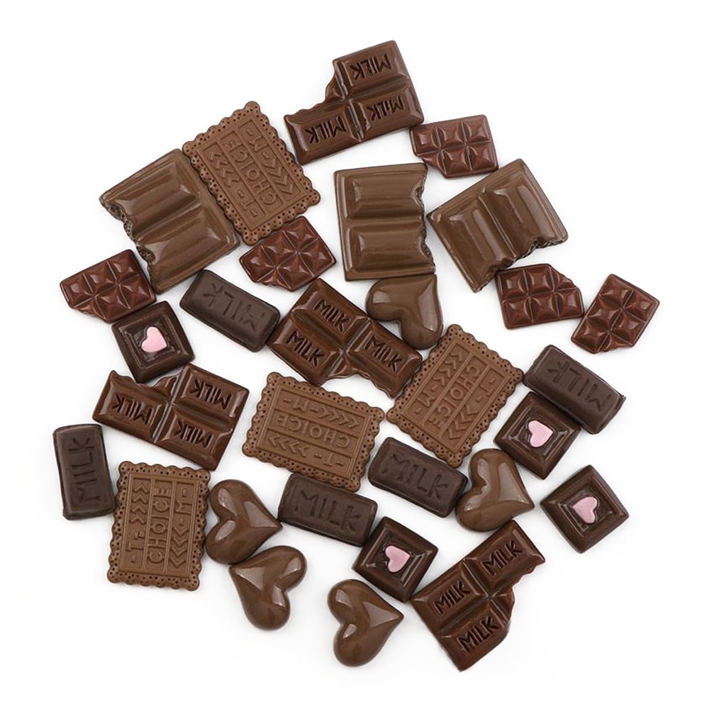 Flatback Resin Chocolate Cake Cabochon, Miniature DIY Food Ornament for Jewelry, Phone Cases