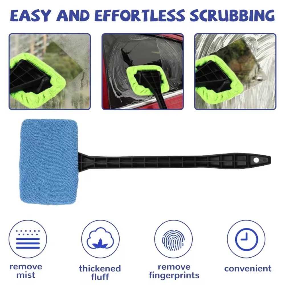 Glass Cleaning Brush Reusable Cloth Pad Car Window Cleaner Wiper For Auto Interior And Household Us 2