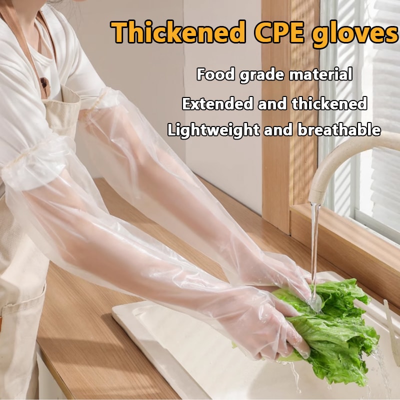 Food Grade Waterproof And OilResistant Gloves Disposable Extended Thickened Gloves For Dishwashing 0