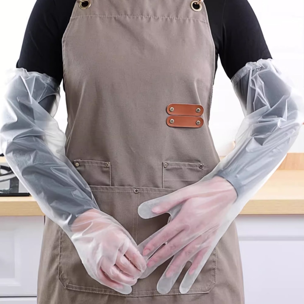 Food Grade Waterproof And OilResistant Gloves Disposable Extended Thickened Gloves For Dishwashing 1