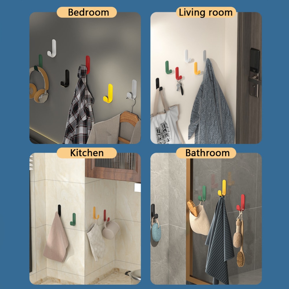 Colorful Sticky Hooks Without Punching, Perfect for Kitchen, Bathroom and Dormitory Use