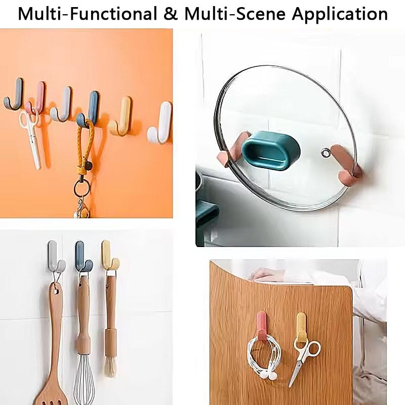 Colorful Sticky Hooks Without Punching, Perfect for Kitchen, Bathroom and Dormitory Use