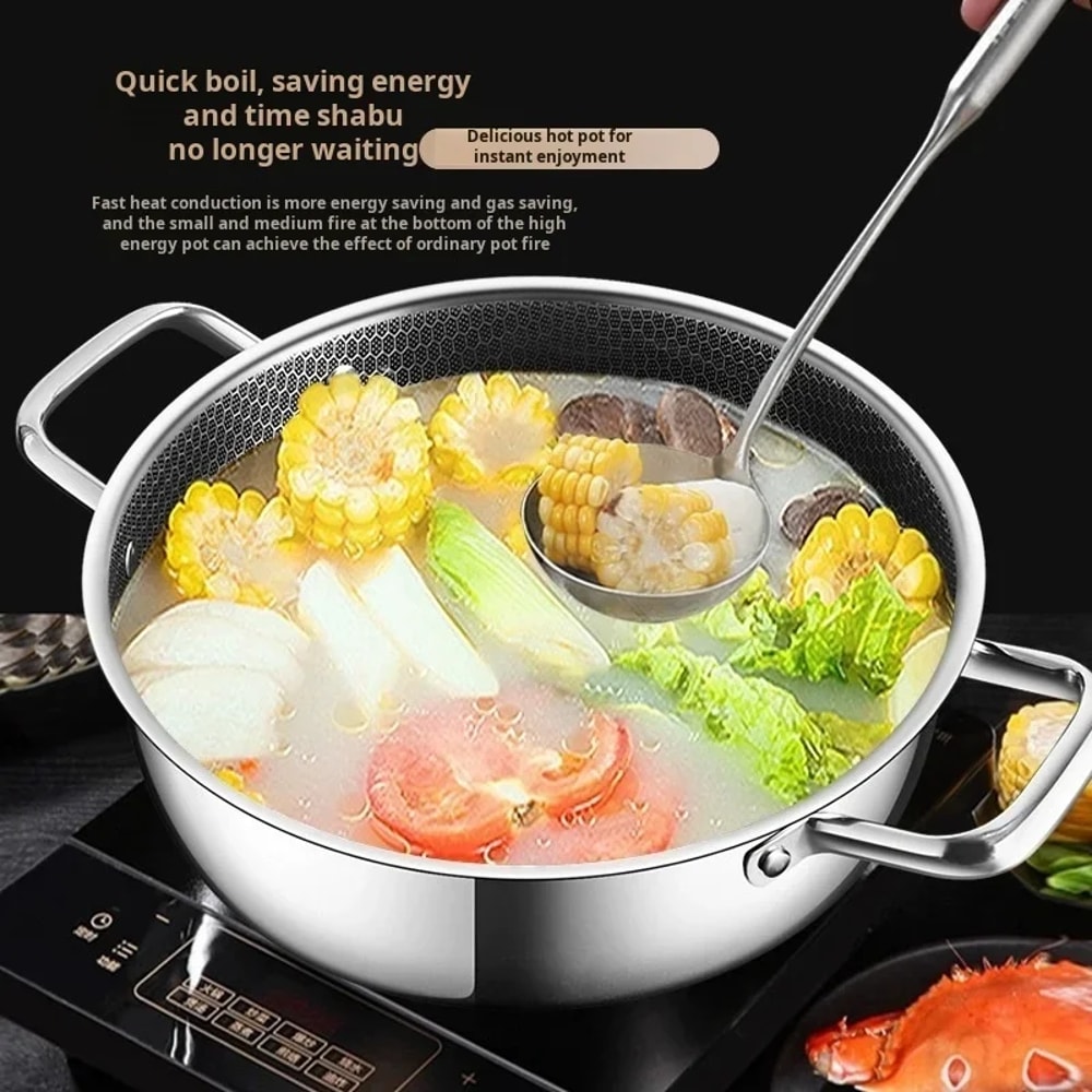 Honeycomb Nonstick Wok Stainless Steel Frying Pan With Double Ears For Induction Cooker Food Grade 3