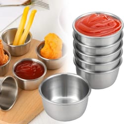 mini stainless steel round plate for seasoning, dipping, jam, snack, nut, fruit serving
