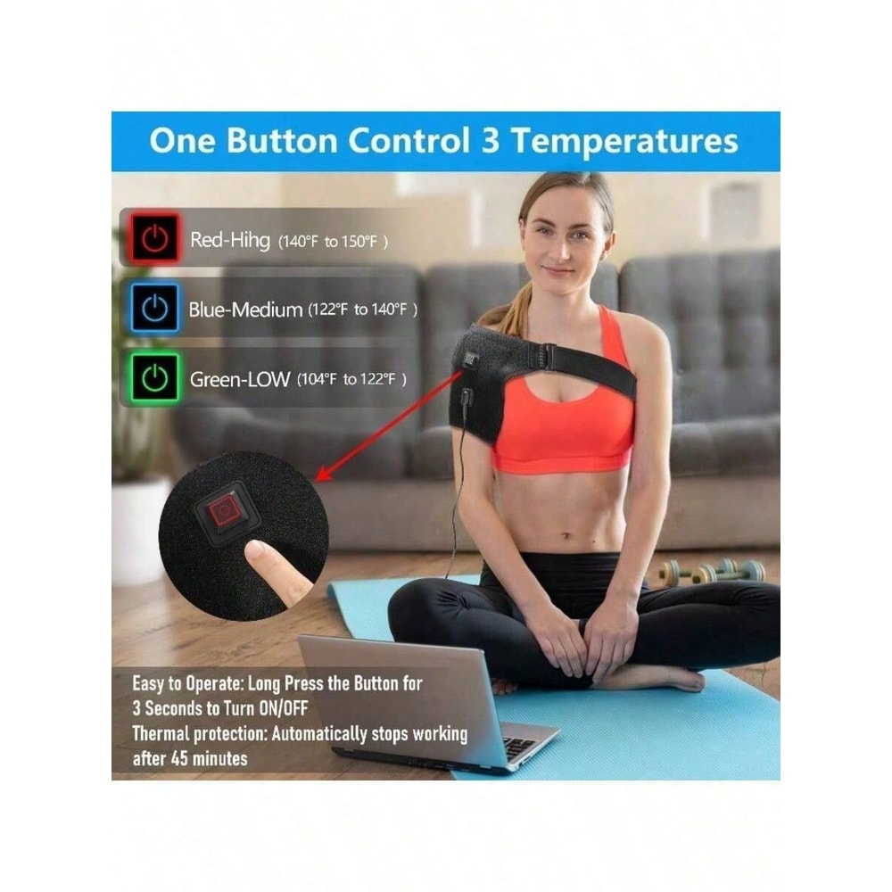 USB Electric Heating Shoulder Massage Heated Back Shoulder Brace Adjustable For Arm Muscle Relaxati 1