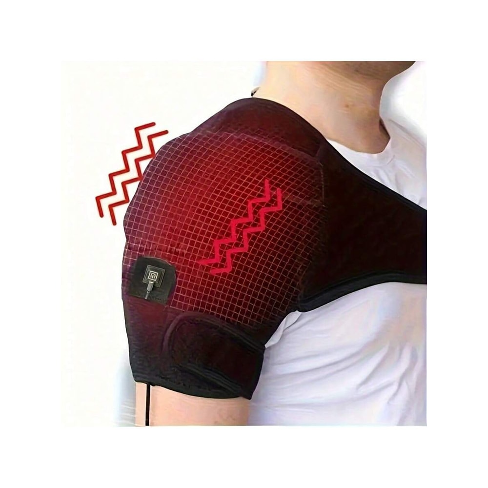 USB Electric Heating Shoulder Massage Heated Back Shoulder Brace Adjustable For Arm Muscle Relaxati 2