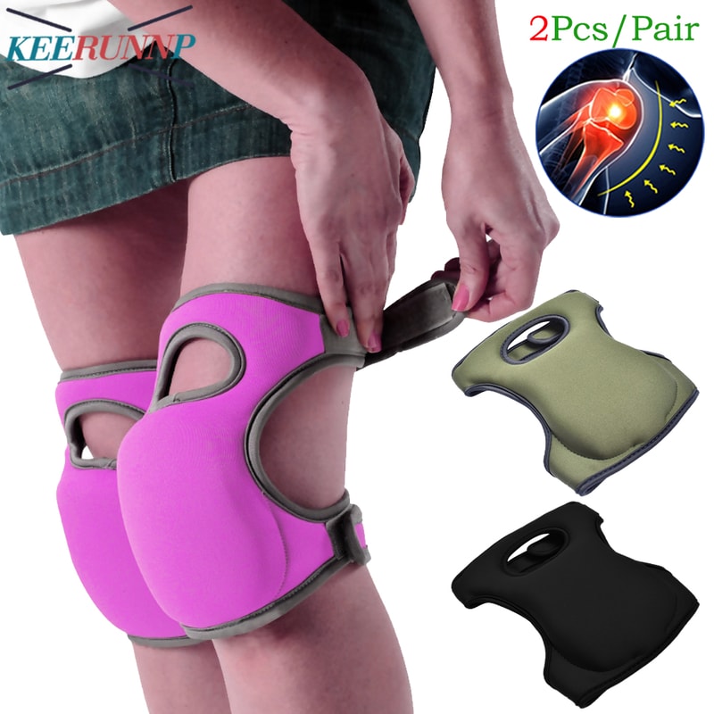 Strong Adjustable Straps Knee Pads with Non-Slip Thick Extra Foam Cushion for Gardening, Scrubbing Floors