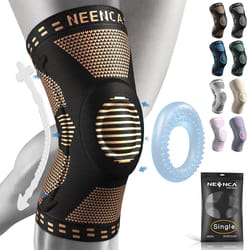 knee support copper brace with gel pad & side stabilizers, sport arthritis joint pain relief