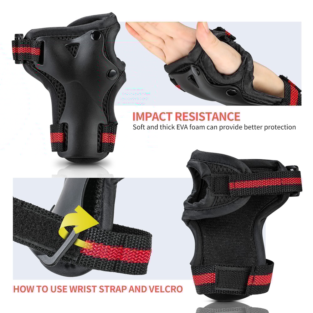 Protective Set for Biking, Cycling, Inline Roller Skating, Knee Pads, Elbow Pads, and Wrist Guards
