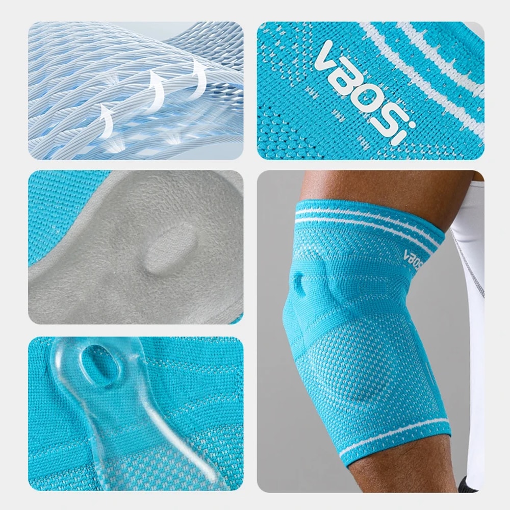 Elbow Support Arm Sleeves With Gel Pads 3D Knitted Elastic Ergonomic Breathable Design For Unisex W 2