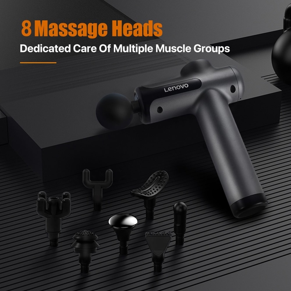Rechargeable Lenovo Wireless Massager Gun For Shoulder Neck Leg Back With 8 Heads 3