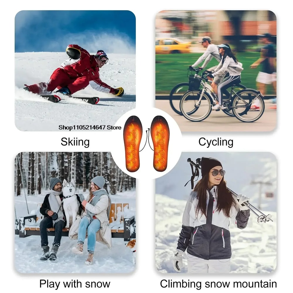 Winter Warm USB Heated Insoles Electric Foot Warming Pad For Outdoor Sports Heating Insole Sock 4