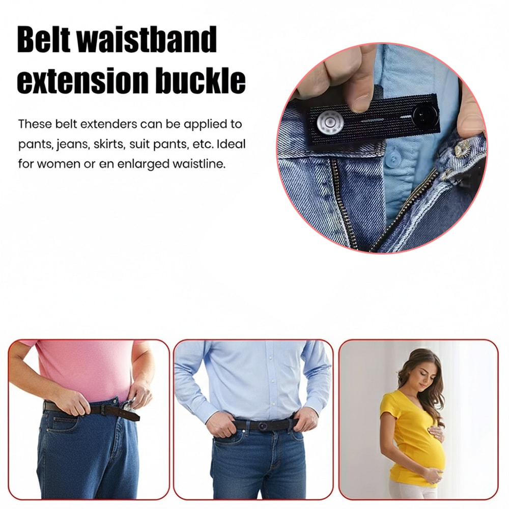 Pant Extender Belt Unisex Waist Band Maternity Button Hooks DIY Garment Sewing Supplies 2